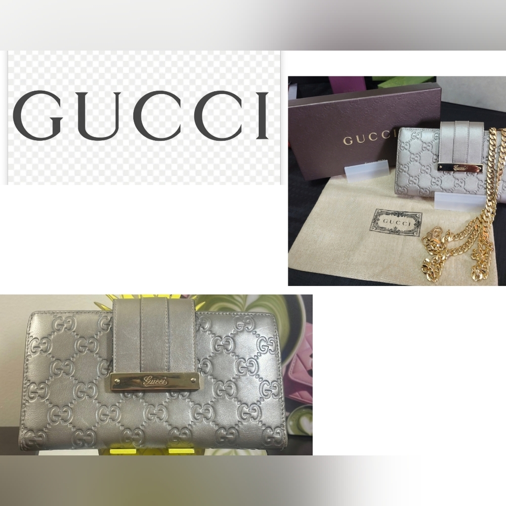 🔥LIKE NEW GUCCI GUCCISSIMA LEATHER LOGO CONTINENTAL WALLET